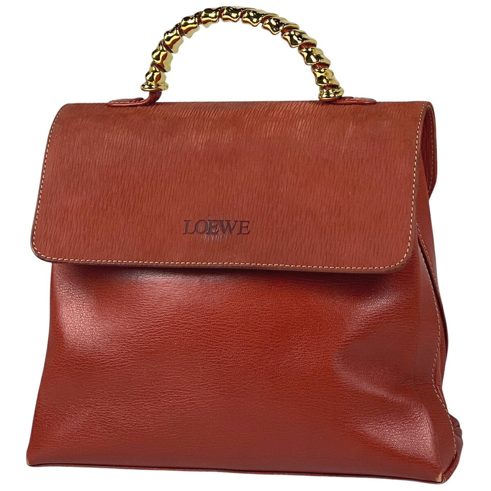 Loewe Velzquez Handbag Shoulder Bag Orange Leather Red